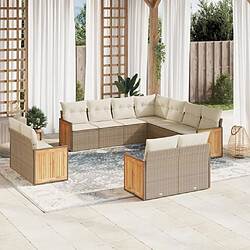 Maison Chic Salon de jardin 11 pcs avec coussins | Ensemble de Table et chaises | Mobilier d'Extérieur beige résine tressée -GKD53785