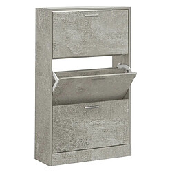 Maison Chic Armoire à Chaussures Gris béton,Meuble de Rangement à Chaussures 63x24x103 cm Bois d'ingénierie -MN98465