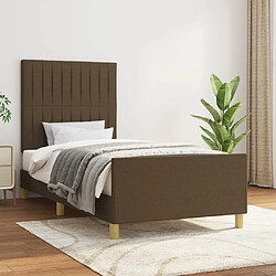 Maison Chic Cadre/structure de lit avec tête de lit pour adulte - Lit Moderne Chambre Marron foncé 90x190 cm Tissu -MN39357