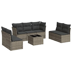 vidaXL Salon de jardin 8 pcs avec coussins gris résine tressée