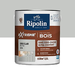 RIPOLIN Peinture pour pour Bois Intérieur & Extérieur - Gris Clair Ral 7035 Satin, 2,5L