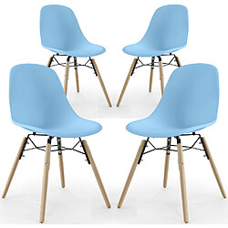 ICONIK INTERIOR Chaise de Salle à Manger - Design Scandinave - Pieds en Bois - Lot de 4 - Skögur Bleu clair