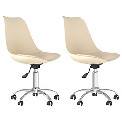 vidaXL Chaises pivotantes à manger lot de 2 Crème Tissu