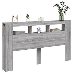 Maison Chic Tête de lit scandinave à LED,meuble de chambre sonoma gris 180x18,5x103,5 cm bois ingénierie -MN89563 pas cher