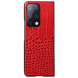 Coque en TPU + cuir véritable texture croco rouge pour votre Huawei Mate X2