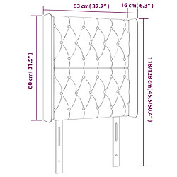 vidaXL Tête de lit à LED Gris foncé 83x16x118/128 cm Tissu pas cher