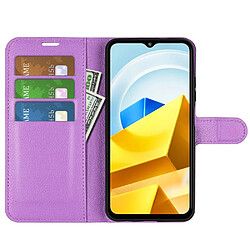 Etui en PU texture litchi, anti-écaillage avec support pour votre Xiaomi Poco M5 4G - violet