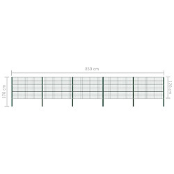 Acheter vidaXL Panneau de clôture avec poteaux Fer 8,5 x 1,2 m Vert