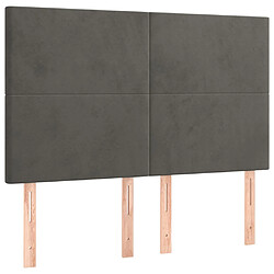 Avis vidaXL Tête de lit à LED Gris foncé 144x5x118/128 cm Velours