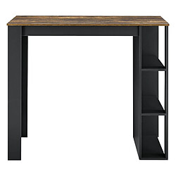 Helloshop26 Table de bar design avec surfaces de rangement table bistrot avec 3 étagères panneaux de particules 110 x 50 x 103 cm noir chêne foncé 03_0006208