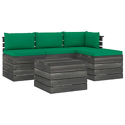 vidaXL Salon palette de jardin 5 pcs avec coussins Bois de pin massif