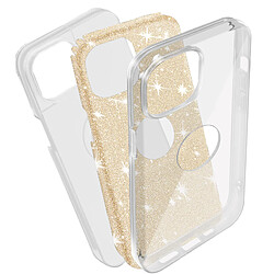 Avizar Coque pour iPhone 14 Paillette Glitter Silicone Semi rigide Doré