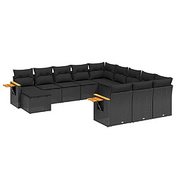 Maison Chic Salon de jardin 11 pcs avec coussins, Ensemble Tables et chaises d'extérieur noir résine tressée -GKD909040