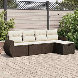 vidaXL Salon de jardin avec coussins 5 pcs marron résine tressée