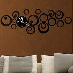 Wewoo Horloge murale 3D en trois dimensions acrylique miroir de mode Stickers muraux DIY Cercle Combinaison Décorative Noir