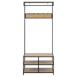 Avis Toilinux Banc d'entrée avec 2 étagères de rangement et 5 accroches - MDF et Métal - Noir et Beige