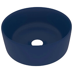 vidaXL Lavabo rond de luxe Bleu foncé mat 40x15 cm Céramique