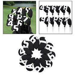 Avis 10Pcs Golf Iron Headcover Couvre-tête étanche Golfeur Protection 4-9, A ~ X Noir