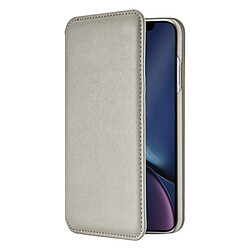 QDOS Étui pour Apple iPhone XR Folio Milano en Cuir avec 3 Emplacements des Cartes Gris