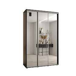 Abiks Meble Armoire à portes coulissantes Davos 2 H235.2 x L150 x P45 3 portes coulissante (Noir/Noir/Argent)