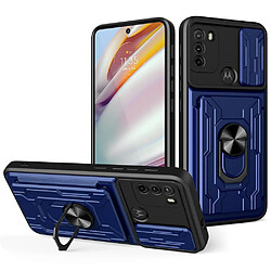 Coque en TPU anti-rayures avec béquille et porte-carte saphire pour votre Motorola Moto G60