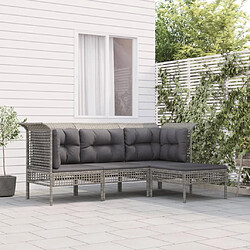 Maison Chic Salon de jardin 4 pcs + coussins - Mobilier/Meubles de jardin - Table et chaises d'extérieur Gris Résine tressée -MN32454