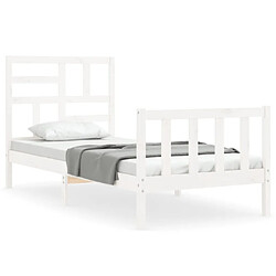 Maison Chic Lit adulte - Cadre Structure de lit avec tête de lit Contemporain blanc 90x200 cm bois massif -MN63434