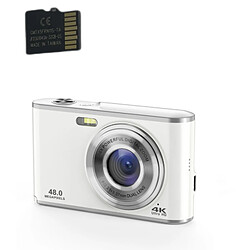 INF Appareil photo numérique 4K 48MP Webcam zoom 16x avec carte mémoire de 32 Go Silver