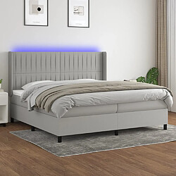 vidaXL Sommier à lattes de lit matelas LED Gris clair 200x200 cm Tissu