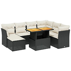 vidaXL Salon de jardin 8 pcs avec coussins noir résine tressée