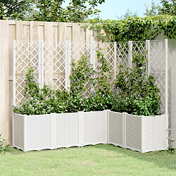 Maison Chic Jardinière,Bac à fleurs avec treillis - pot de fleur blanc 160x120x140 cm PP -GKD36651