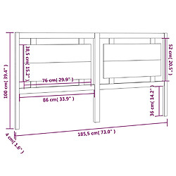 vidaXL Tête de lit 185,5x4x100 cm Bois massif de pin pas cher