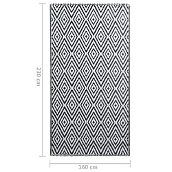 vidaXL Tapis d'extérieur Blanc et noir 160x230 cm PP pas cher