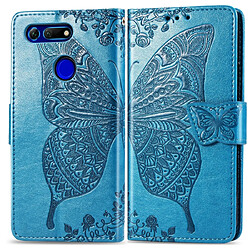 Wewoo Housse Coque Butterfly Love Flowers Embossing Horizontal Flip Leather Case for Huawei V20with Holder & Card Slots & Wallet & Lanyard Blue