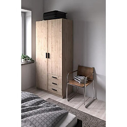 Cstore Armoire VEGA - Décor Gris anthracite - 2 portes + 3 tiroirs - L 98,5 x P 49,6 x H 200,4 cm