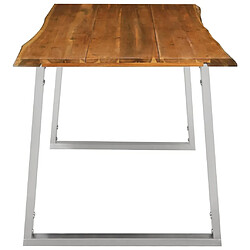 Avis vidaXL Table à manger 160x80x75 cm Bois d'acacia et acier inoxydable