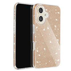 Avizar Coque Paillette pour iPhone 16 Hybride Design Glamour Dorée