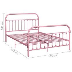 vidaXL Cadre de lit sans matelas rose métal 140x200 cm pas cher