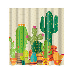 rideau de douche décor tissu imperméable à l'eau avec crochets cactus