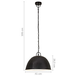 vidaXL Lampe suspendue industrielle vintage 25 W Noir Rond 41 cm E27 pas cher