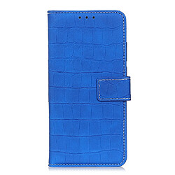 Wewoo Housse Coque Pour Galaxy A51 Crocodile Texture en cuir à rabat horizontal avec support et fentes cartes et portefeuille bleu