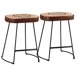 vidaXL Tabourets de bar lot de 2 marron foncé 40x29,5x53 cm