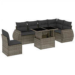 vidaXL Salon de jardin avec coussins 7 pcs gris résine tressée