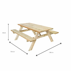 Avis Table Pique-nique Bancs Pliables 200 Bois Traité Gardiun 198x154x74 cm 42 mm 6-8 Personnes