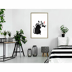 Paris Prix Affiche Murale Encadrée Banksy Rat Photographer 40 x 60 cm Or