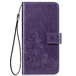 Wewoo Housse Coque Étui en cuir à Motif fleurs repiquées Lucky Clover pour ASUS ZB631KLavec support & emplacements de cartesporte-monnaie et dragonne violet