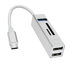 Hub USB-C 5 en 1 avec 3 Ports USB et Lecteur de Carte SD Micro-SD LinQ Argent