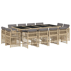 vidaXL Ensemble à manger de jardin et coussins 13 pcs mélange beige