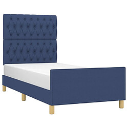 Avis Maison Chic Lit adulte - Cadre Structure de lit avec tête de lit Contemporain Bleu 100 x 200 cm Tissu -MN10014