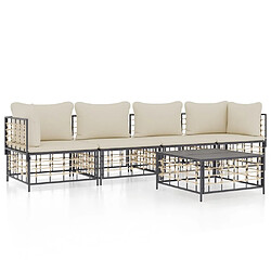 Maison Chic Salon de jardin 5 pcs + coussins - Mobilier/Meubles de jardin - Table et chaises d'extérieur anthracite résine tressée -MN56312